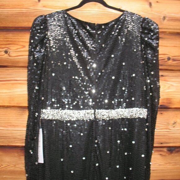 Mac Duggal 10736 Womens Sequin Faux Wrap Sequined Long Sleeve Gown - Picture 12 of 15